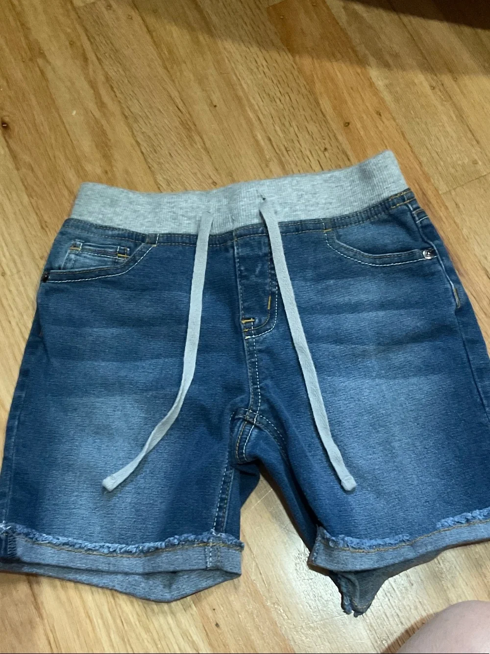 Justice Girls Blue Denim Knit Waist Drawstring Shorts